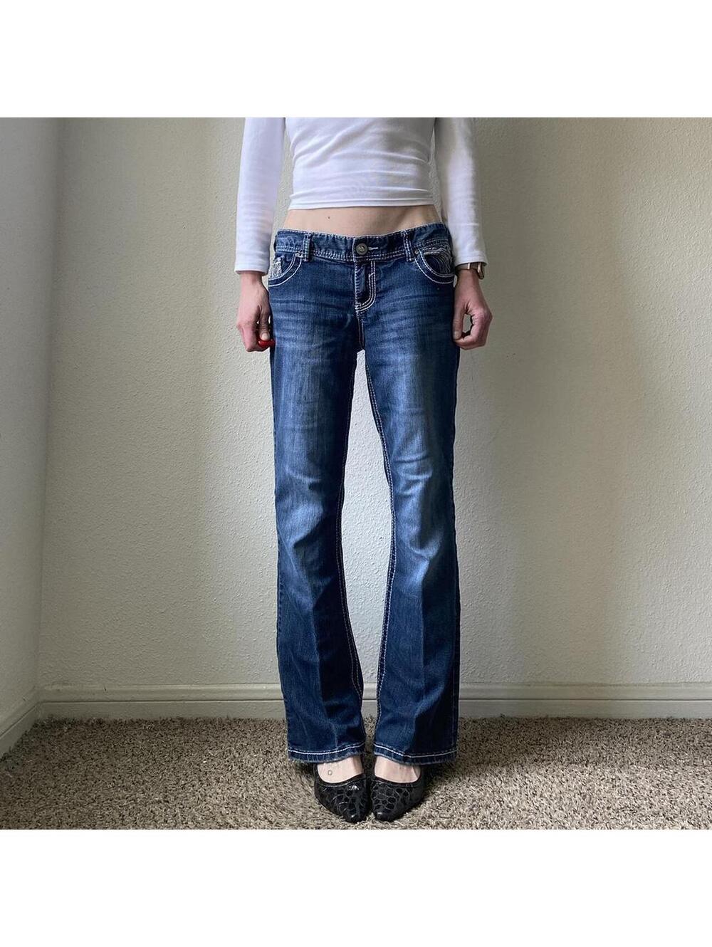 Vintage authentic rare y2k low rise bootcut medium wash denim blue jeans